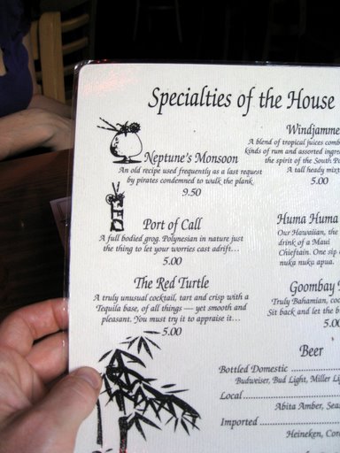 Port of Call Drink Part of the drink list. I'm ready to walk the plank alright...
